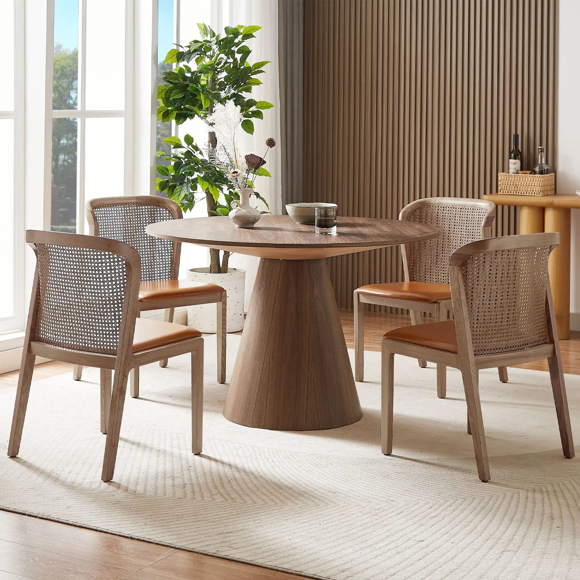 Round Modern Walnut Dining Table by Blak Hom Blak Hom