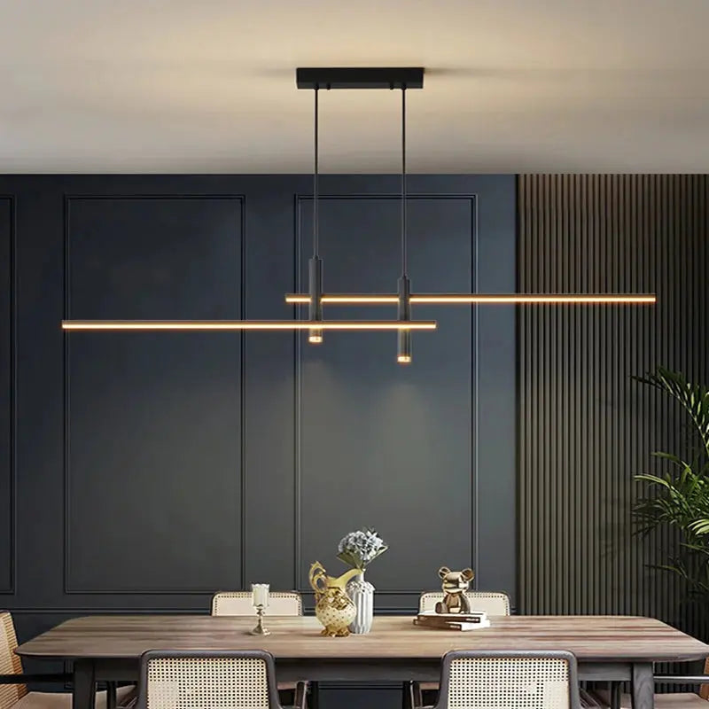 Modern Simple Led Pendant Lights Dining Room Table Lines Light Nordic Creative Bar Counter Long Strip Indoor Lighting Chandelier KATANA HOUSE