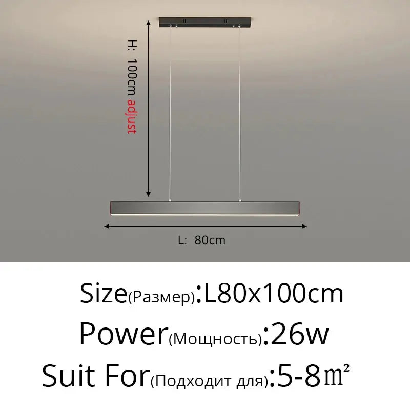 Modern Simple Led Pendant Lights Dining Room Table Lines Light Nordic Creative Bar Counter Long Strip Indoor Lighting Chandelier KATANA HOUSE