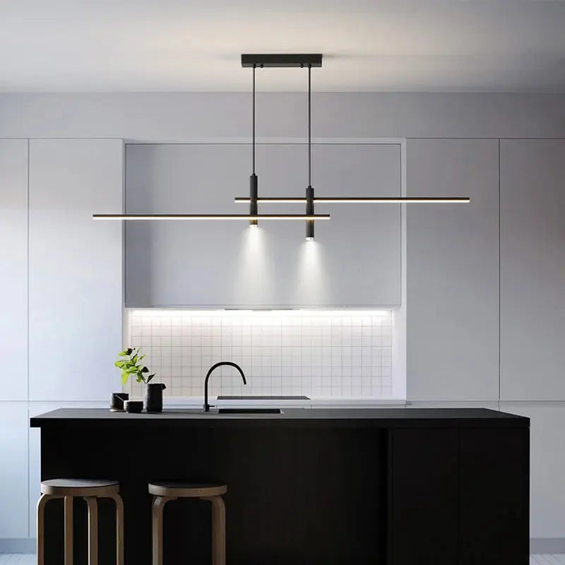 Modern Simple Led Pendant Lights Dining Room Table Lines Light Nordic Creative Bar Counter Long Strip Indoor Lighting Chandelier KATANA HOUSE