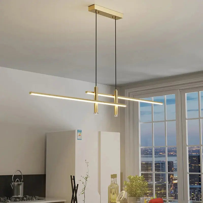 Modern Simple Led Pendant Lights Dining Room Table Lines Light Nordic Creative Bar Counter Long Strip Indoor Lighting Chandelier KATANA HOUSE