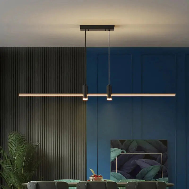 Modern Simple Led Pendant Lights Dining Room Table Lines Light Nordic Creative Bar Counter Long Strip Indoor Lighting Chandelier KATANA HOUSE