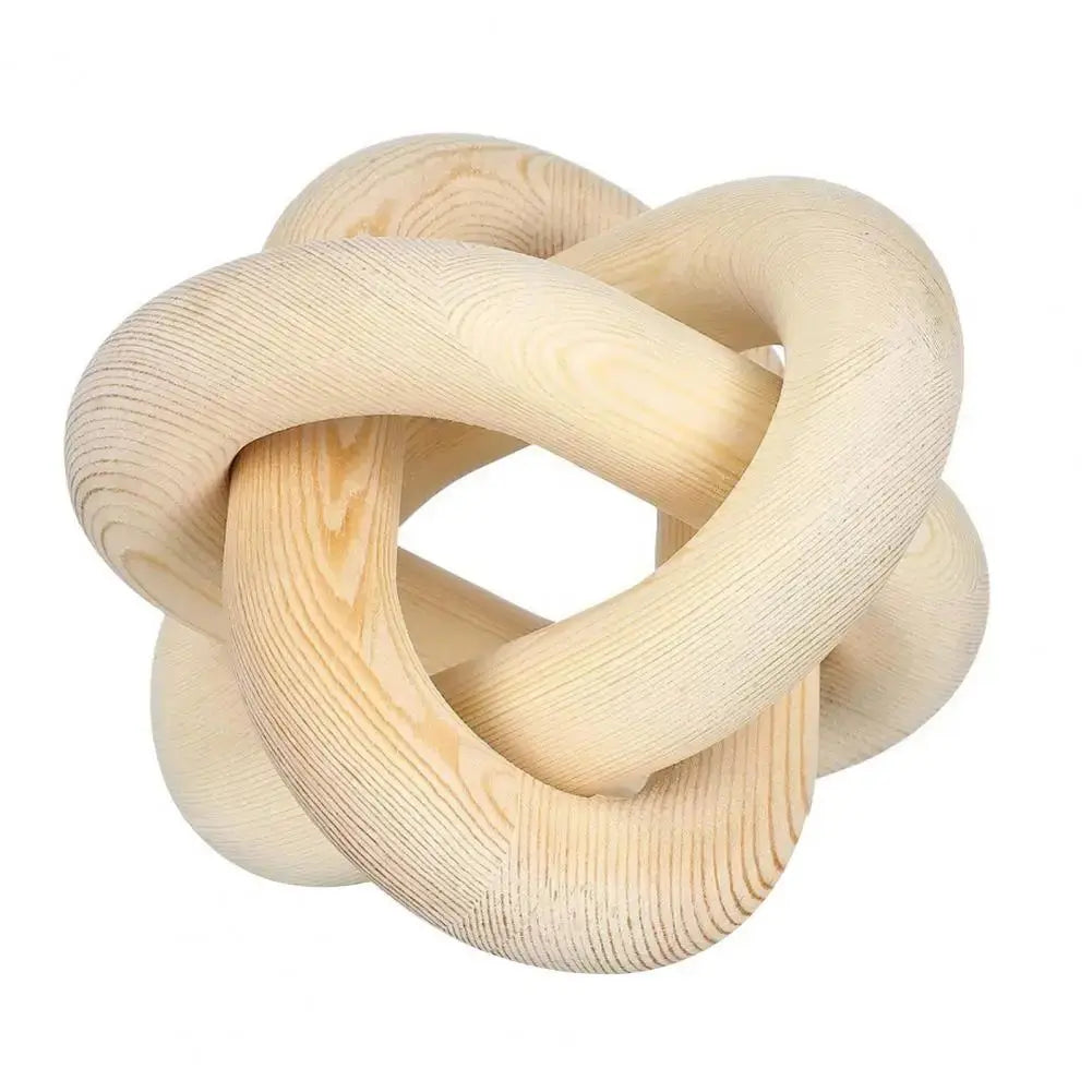 Wood Knot Decor Rustic Farmhouse Accent Hand Carved 3-Link Wood Chain Link Decor Living Room Bedroom Office Coffee Table Decor KATANA HOUSE