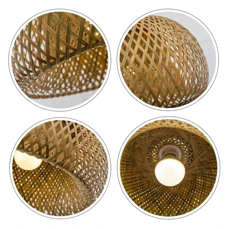 Classic 3Pcs Pendant Lamps Bambooo Wooden E27 Chandeliers Illumination Ceiling Lights Living Room Bedroom Home Lighting Decor KATANA HOUSE