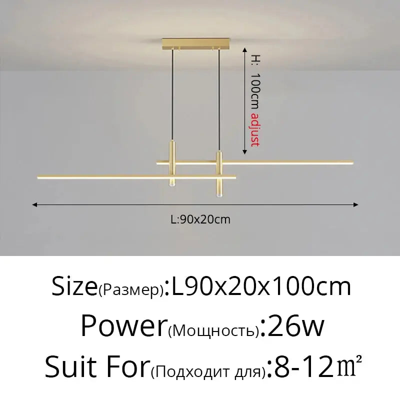 Modern Simple Led Pendant Lights Dining Room Table Lines Light Nordic Creative Bar Counter Long Strip Indoor Lighting Chandelier KATANA HOUSE