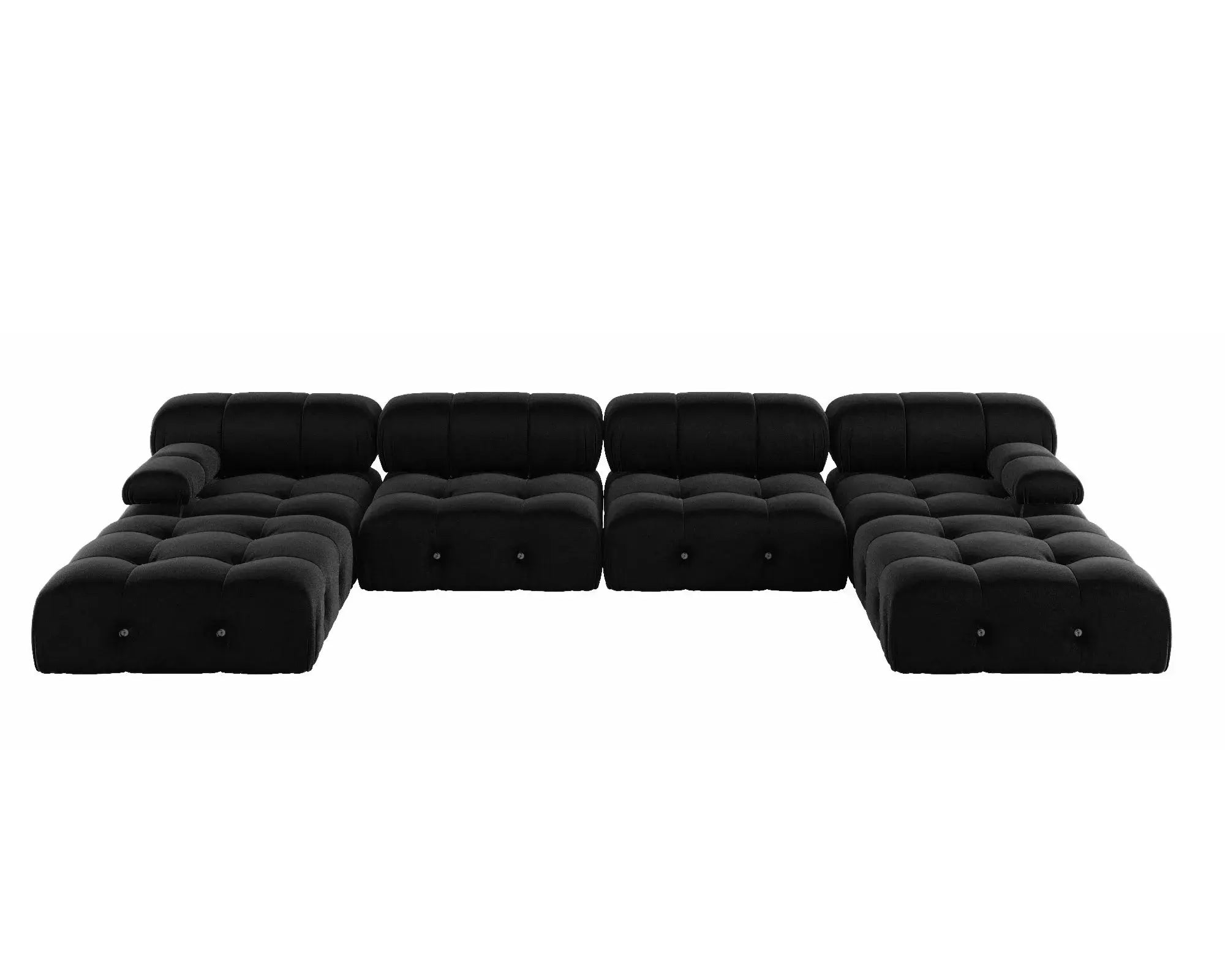 Minimalist Sectional Sofa for Living Room Black Velvet Fabric Modular Couches with Ottomans Comfortable Lounge Couch Sofas Sets KATANA HOUSE