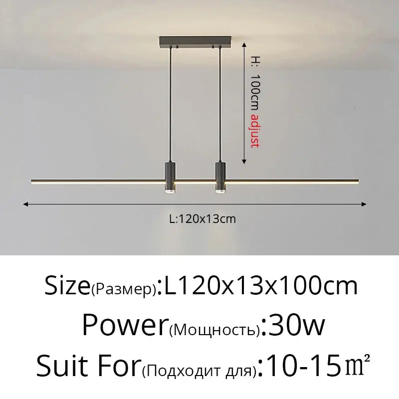 Modern Simple Led Pendant Lights Dining Room Table Lines Light Nordic Creative Bar Counter Long Strip Indoor Lighting Chandelier KATANA HOUSE