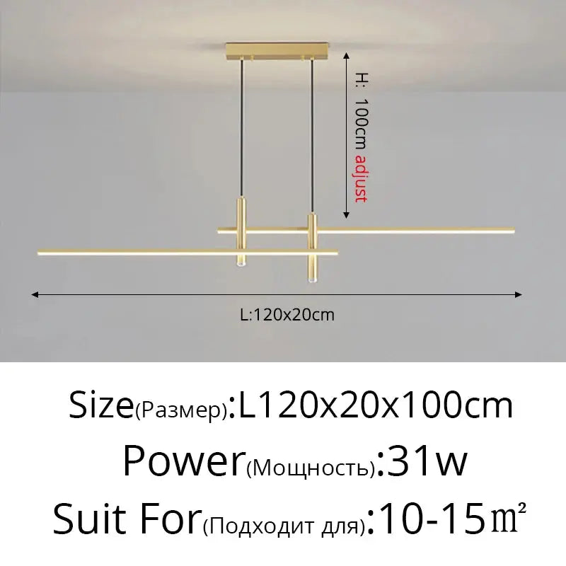 Modern Simple Led Pendant Lights Dining Room Table Lines Light Nordic Creative Bar Counter Long Strip Indoor Lighting Chandelier KATANA HOUSE