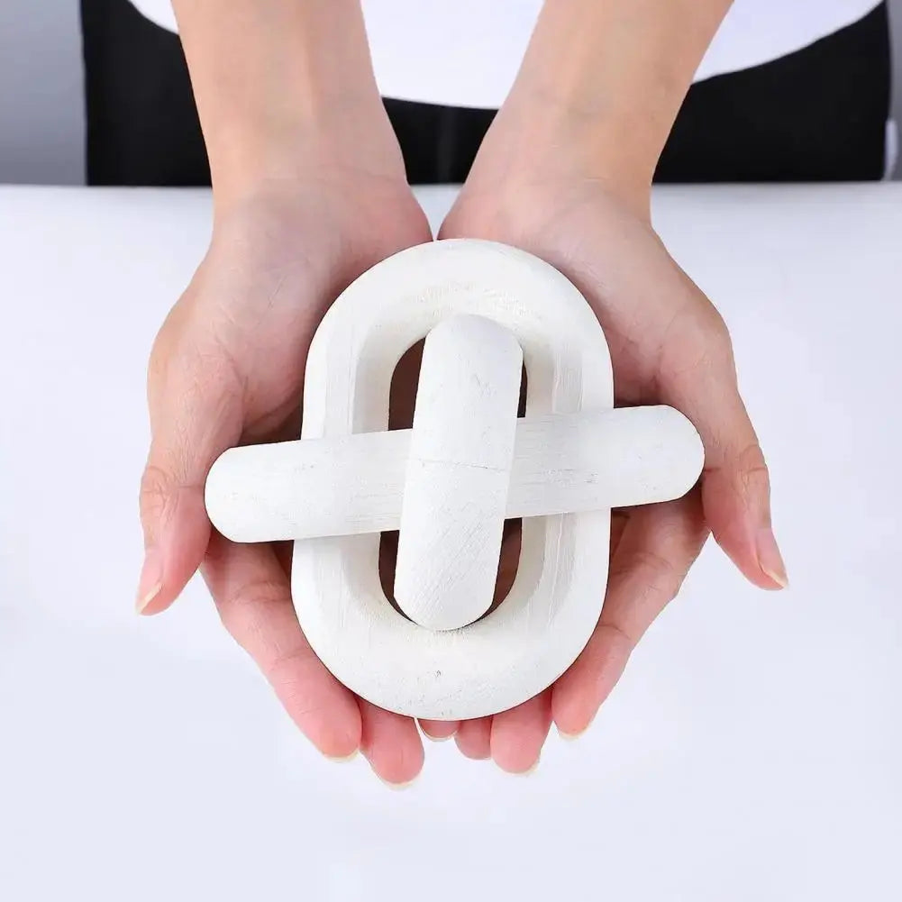 Wood Knot Decor Rustic Farmhouse Accent Hand Carved 3-Link Wood Chain Link Decor Living Room Bedroom Office Coffee Table Decor KATANA HOUSE