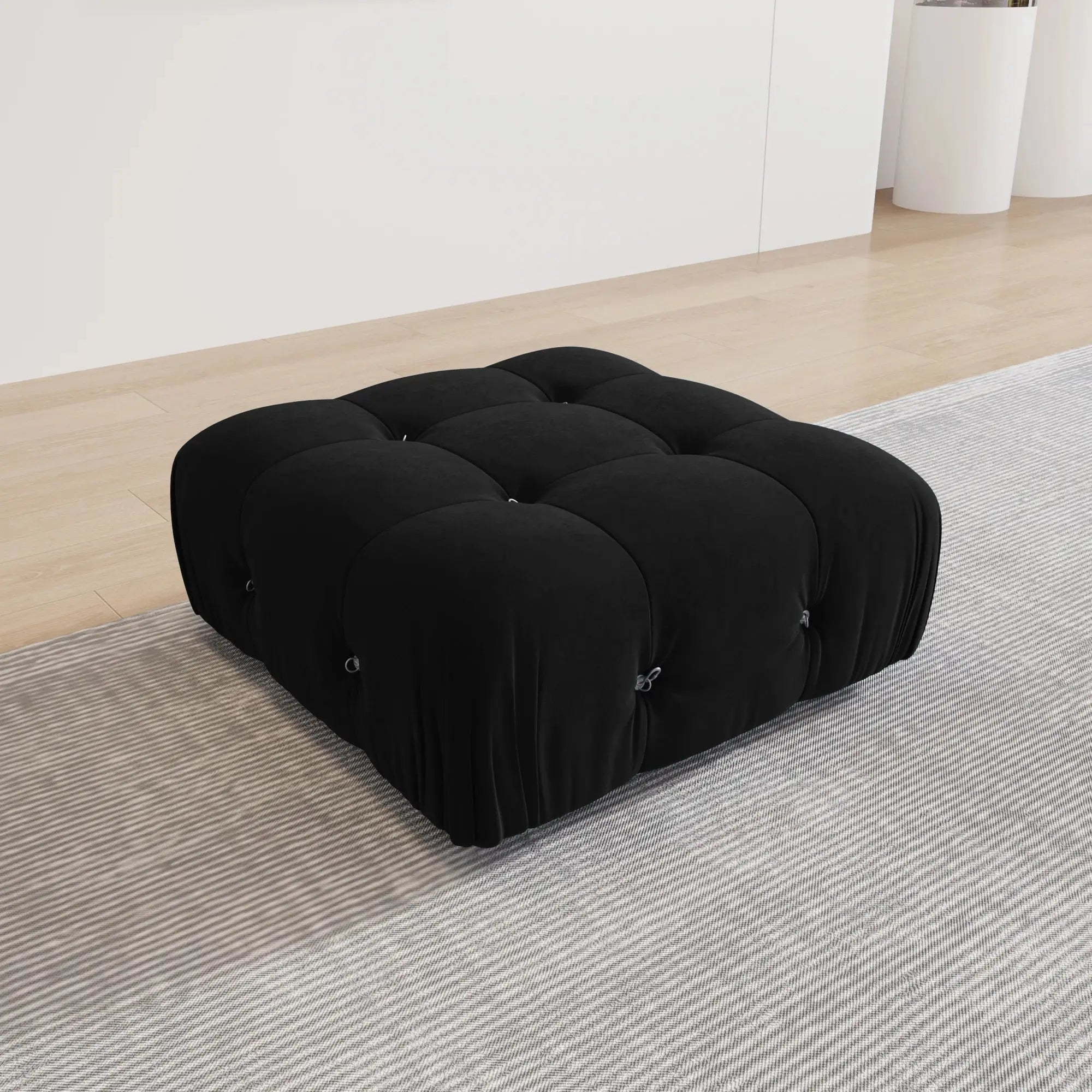 Minimalist Sectional Sofa for Living Room Black Velvet Fabric Modular Couches with Ottomans Comfortable Lounge Couch Sofas Sets KATANA HOUSE