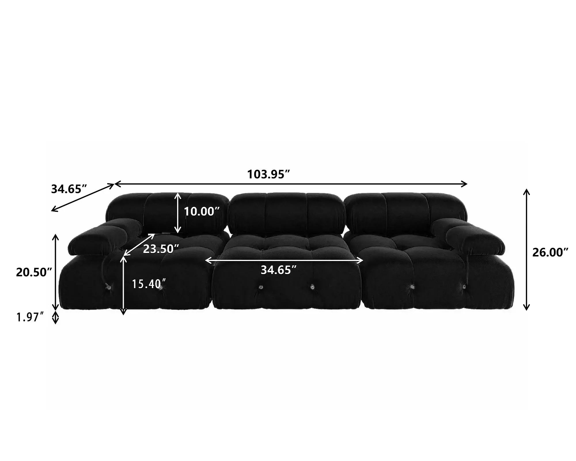 Minimalist Sectional Sofa for Living Room Black Velvet Fabric Modular Couches with Ottomans Comfortable Lounge Couch Sofas Sets KATANA HOUSE