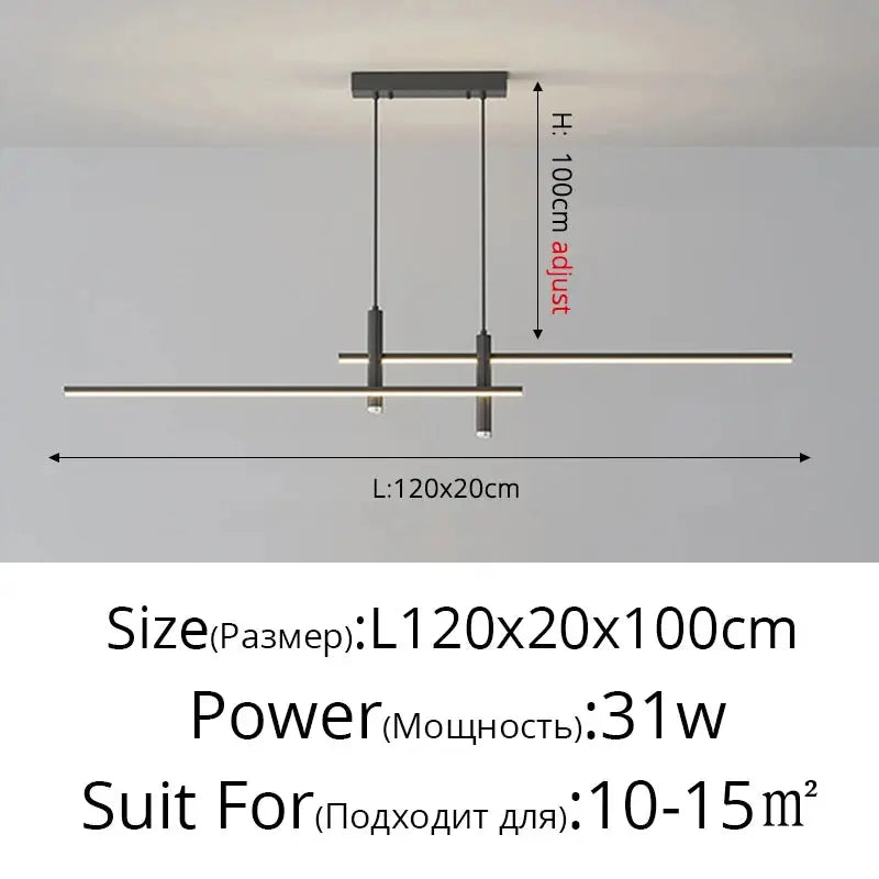 Modern Simple Led Pendant Lights Dining Room Table Lines Light Nordic Creative Bar Counter Long Strip Indoor Lighting Chandelier KATANA HOUSE