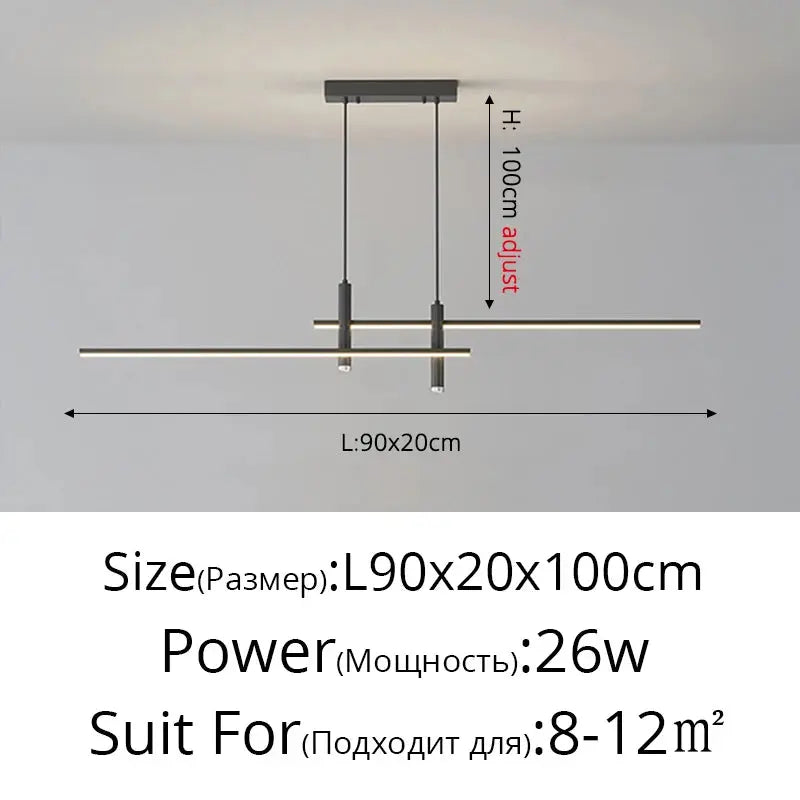 Modern Simple Led Pendant Lights Dining Room Table Lines Light Nordic Creative Bar Counter Long Strip Indoor Lighting Chandelier KATANA HOUSE