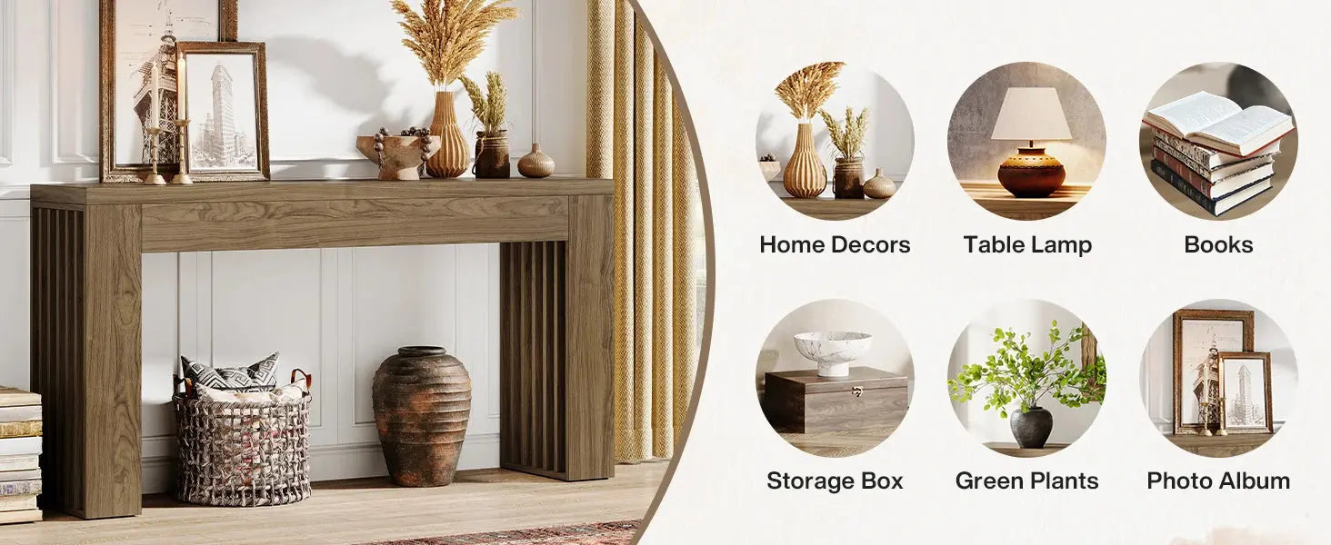 Console Table for Living Room, Farmhouse Entryway Table with Vertical Legs,Rectangular Sofa Tables Accent Table, Hallway, Foyer KATANA HOUSE