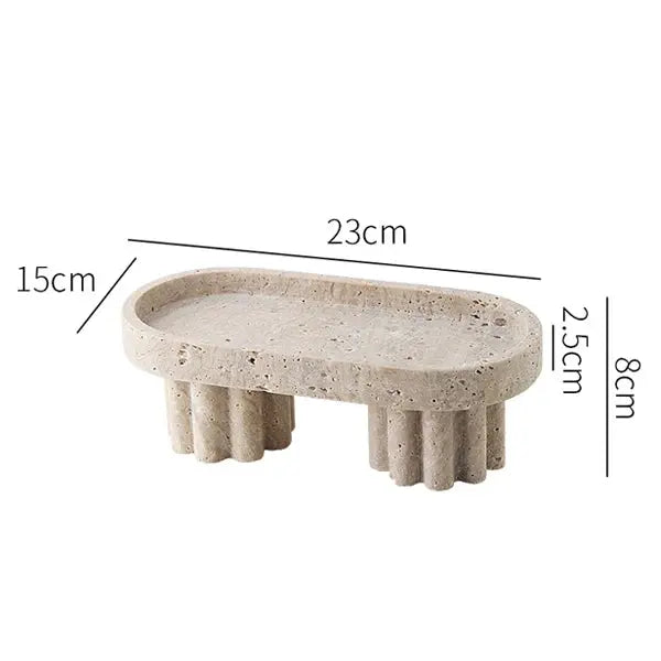 Luxury Marble Serving Tray with Legs, Decorative Travertine Dish for Coffee Table Decor, Stone Vanity Tray for Perfume Candles KATANA HOUSE