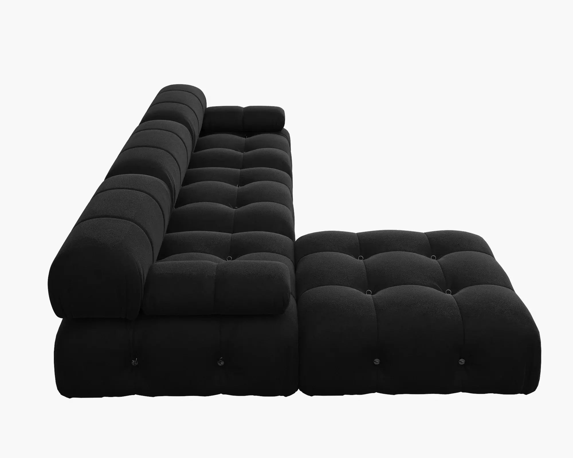 Minimalist Sectional Sofa for Living Room Black Velvet Fabric Modular Couches with Ottomans Comfortable Lounge Couch Sofas Sets KATANA HOUSE