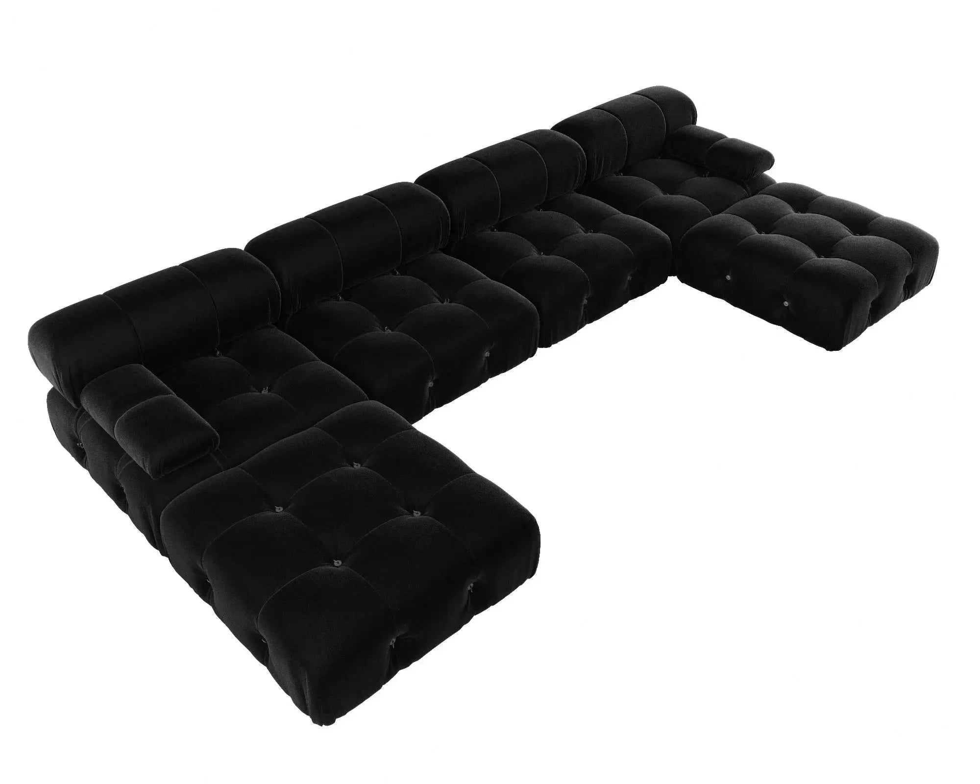 Minimalist Sectional Sofa for Living Room Black Velvet Fabric Modular Couches with Ottomans Comfortable Lounge Couch Sofas Sets KATANA HOUSE