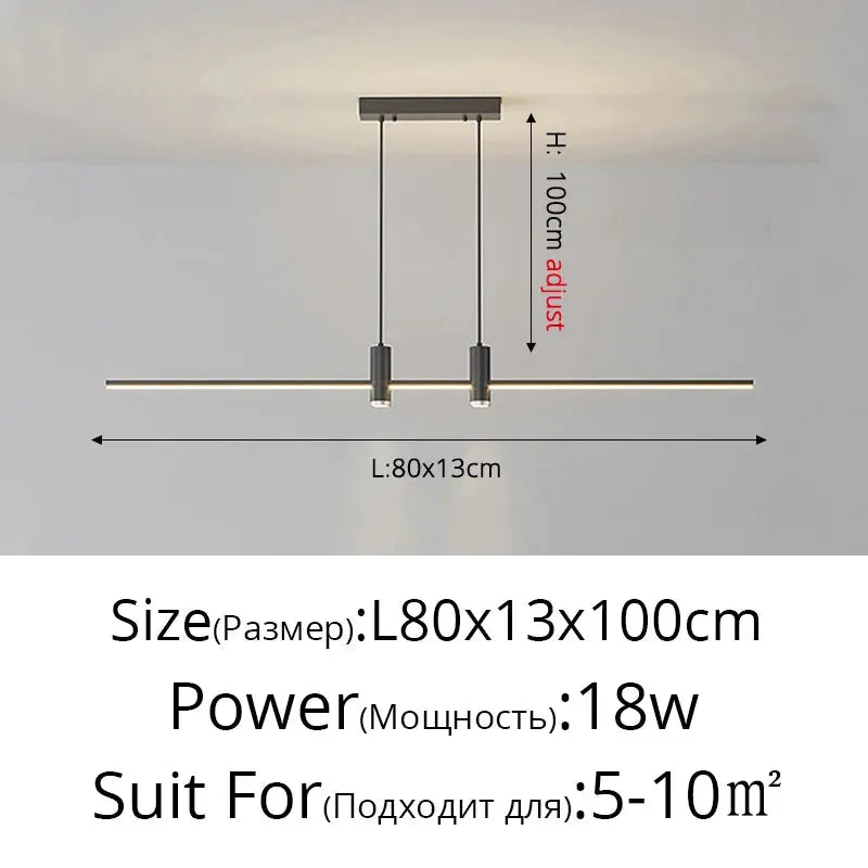 Modern Simple Led Pendant Lights Dining Room Table Lines Light Nordic Creative Bar Counter Long Strip Indoor Lighting Chandelier KATANA HOUSE