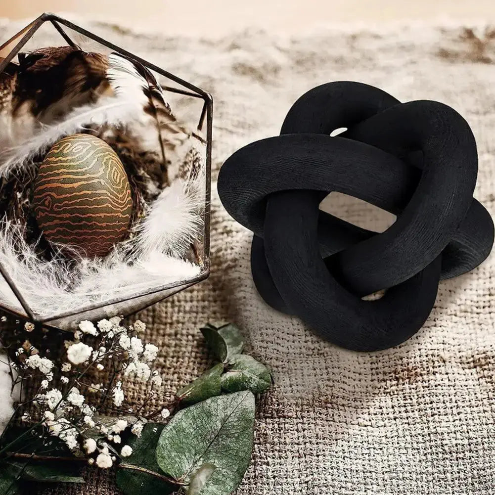 Wood Knot Decor Rustic Farmhouse Accent Hand Carved 3-Link Wood Chain Link Decor Living Room Bedroom Office Coffee Table Decor KATANA HOUSE