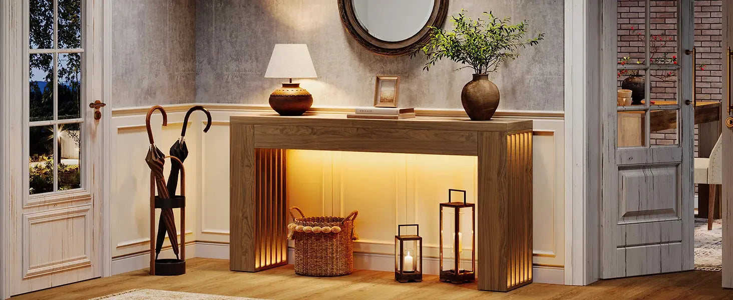Console Table for Living Room, Farmhouse Entryway Table with Vertical Legs,Rectangular Sofa Tables Accent Table, Hallway, Foyer KATANA HOUSE