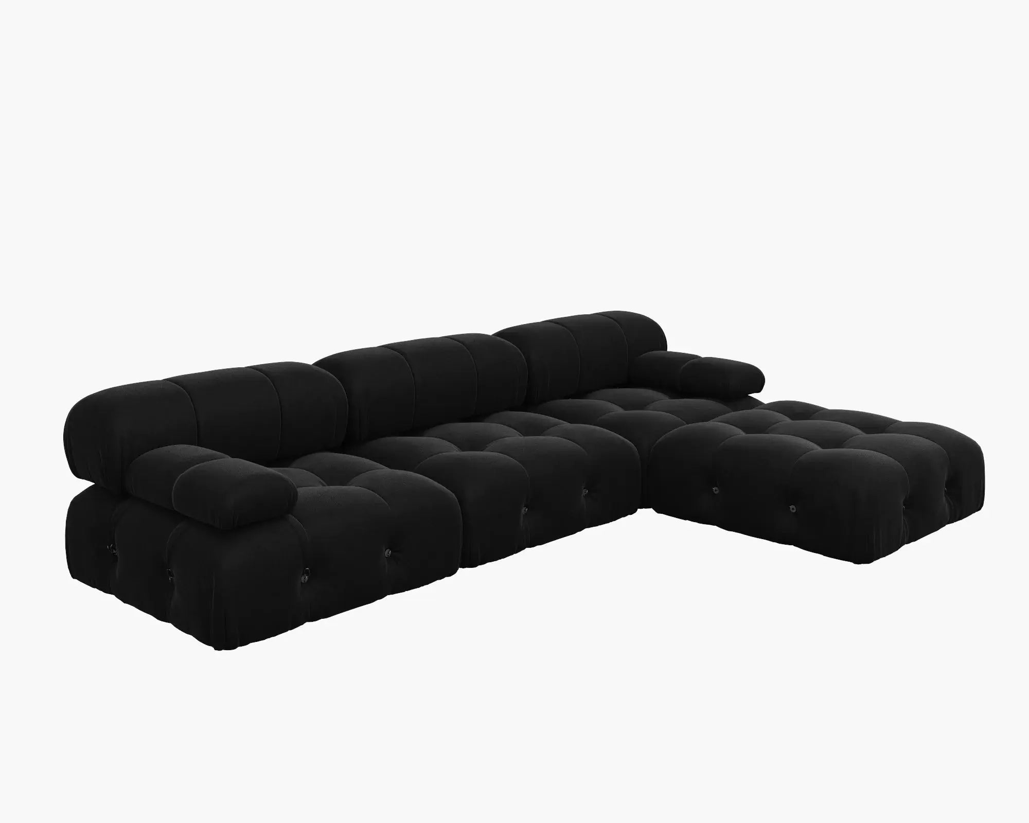 Minimalist Sectional Sofa for Living Room Black Velvet Fabric Modular Couches with Ottomans Comfortable Lounge Couch Sofas Sets KATANA HOUSE