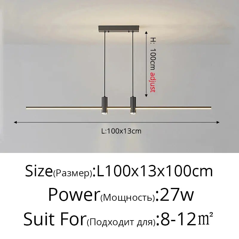 Modern Simple Led Pendant Lights Dining Room Table Lines Light Nordic Creative Bar Counter Long Strip Indoor Lighting Chandelier KATANA HOUSE