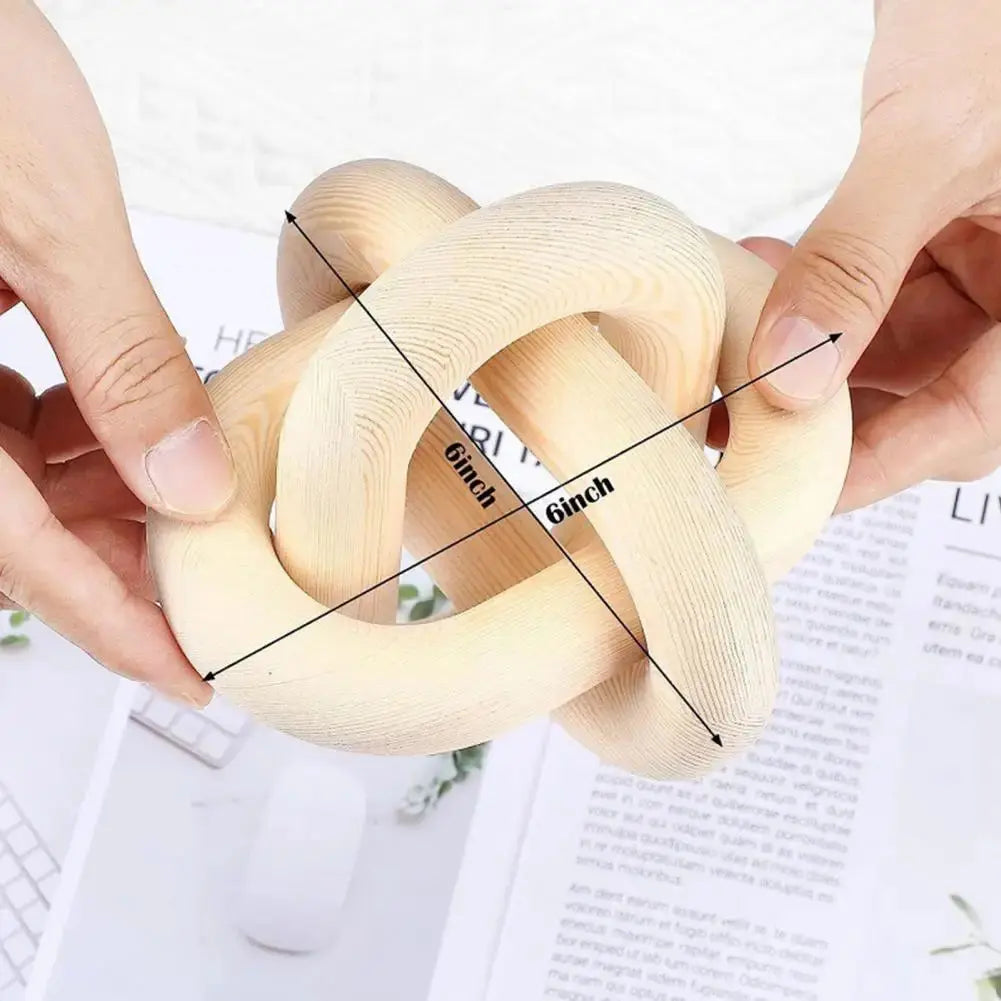 Wood Knot Decor Rustic Farmhouse Accent Hand Carved 3-Link Wood Chain Link Decor Living Room Bedroom Office Coffee Table Decor KATANA HOUSE