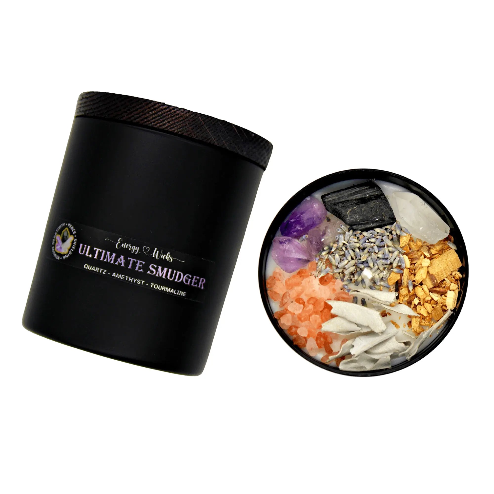 Ultimate Smudger Crystal Candle by Energy Wicks Energy Wicks