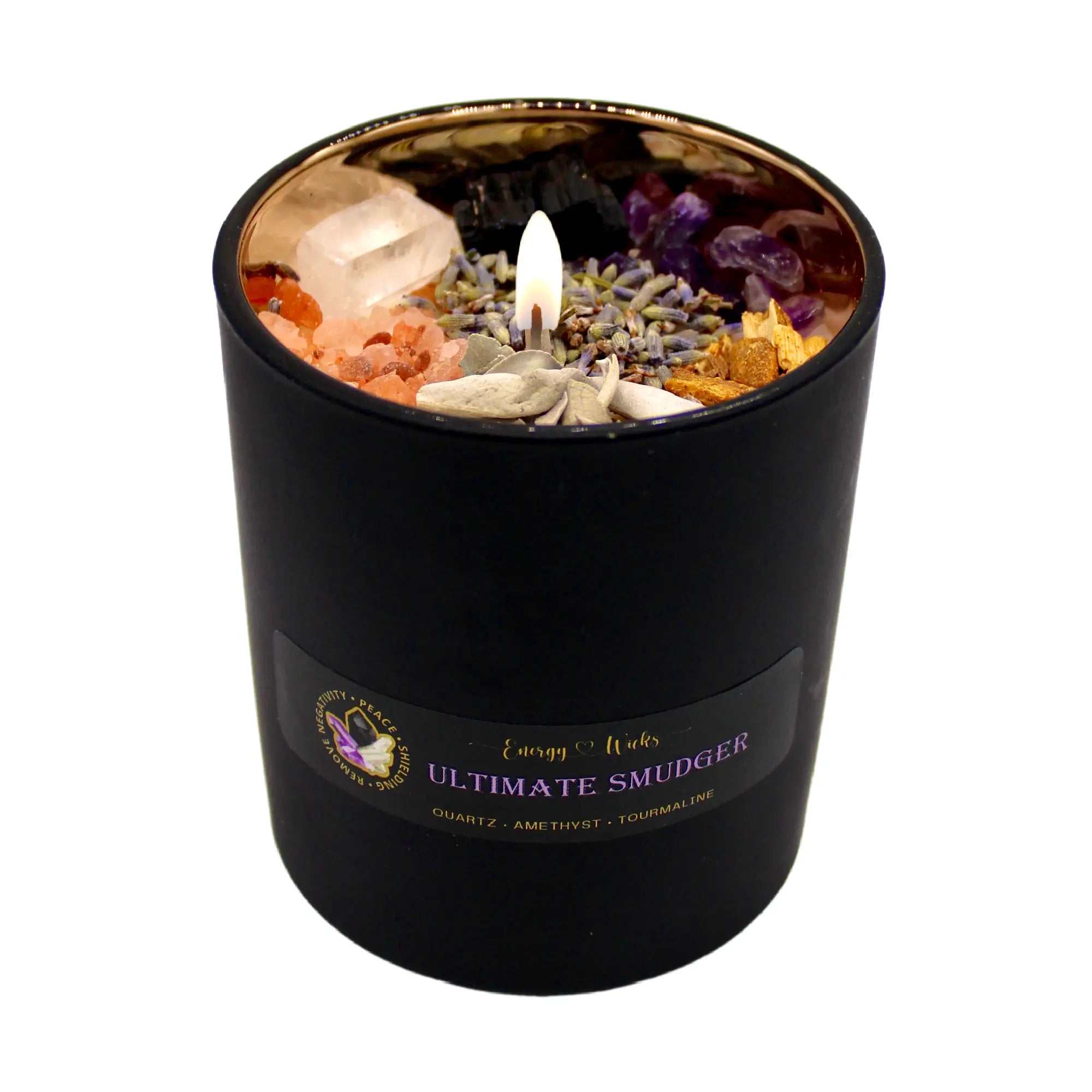 Ultimate Smudger Crystal Candle by Energy Wicks Energy Wicks