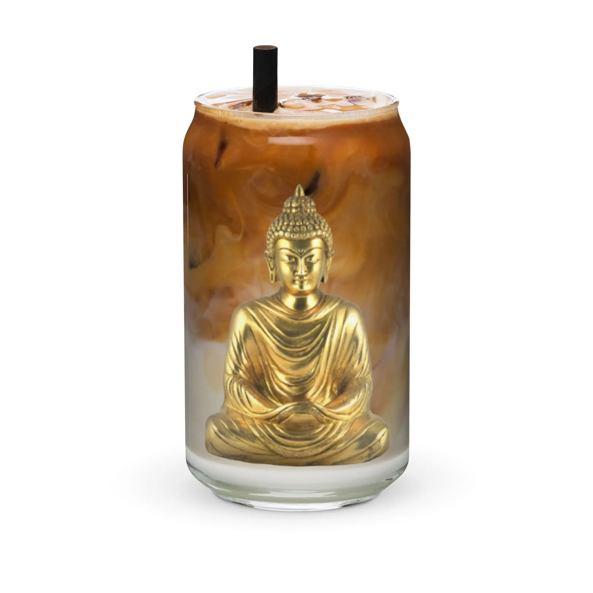 Buddha Coffee Religion Can-shaped Tumbler glass with lid and straw - COFFEE RELIGION