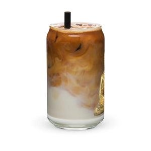 Buddha Coffee Religion Can-shaped Tumbler glass with lid and straw - COFFEE RELIGION