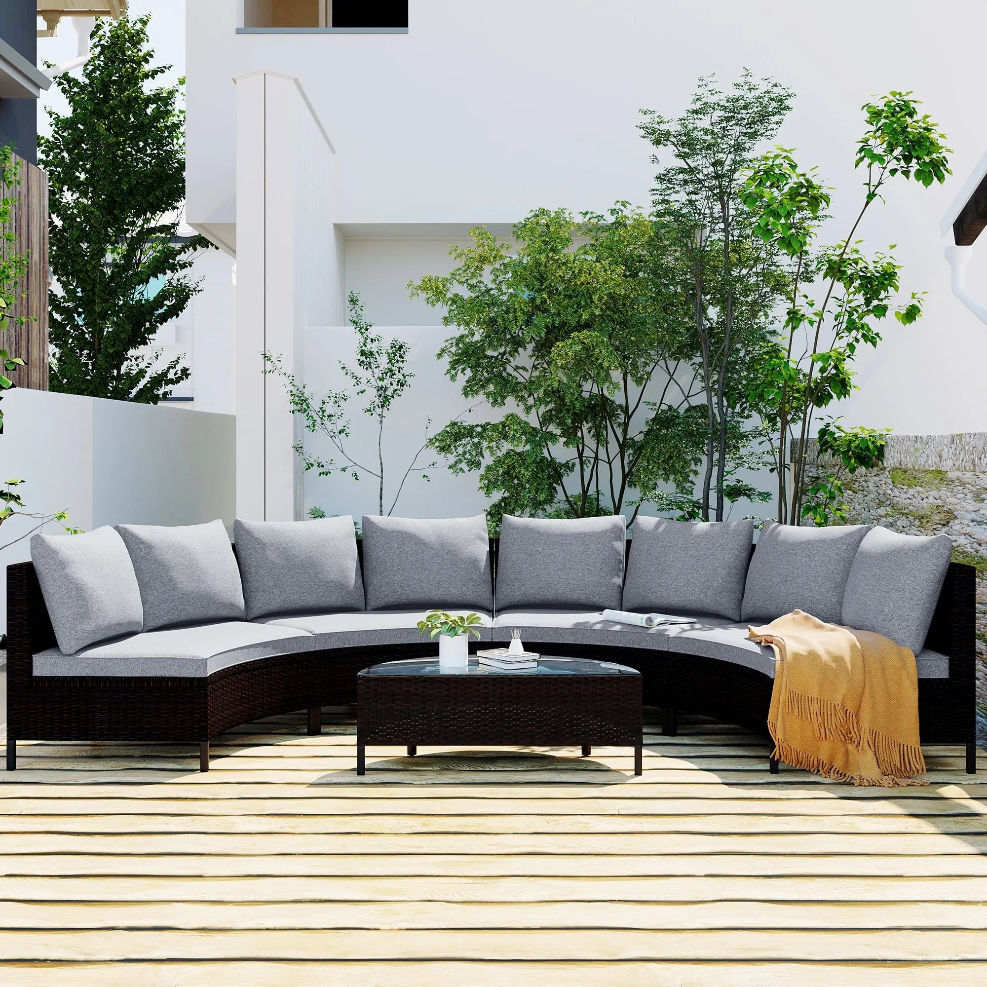 5 Pieces All-Weather PE Rattan Wicker Sofa Set by Blak Hom Blak Hom