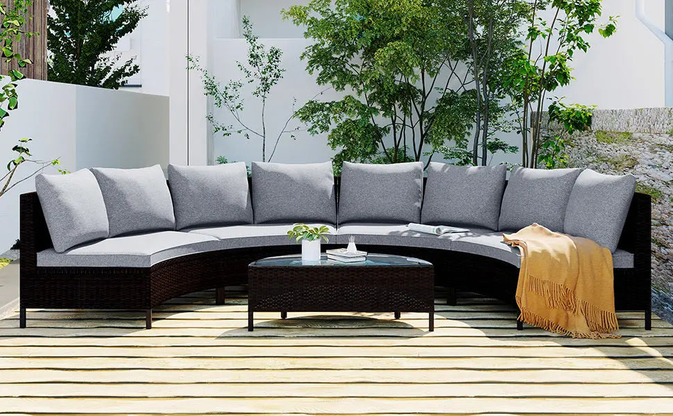 5 Pieces All-Weather PE Rattan Wicker Sofa Set by Blak Hom Blak Hom