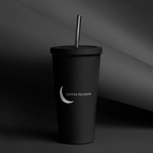 Insulated Coffee Religion tumbler with a straw - COFFEE RELIGION