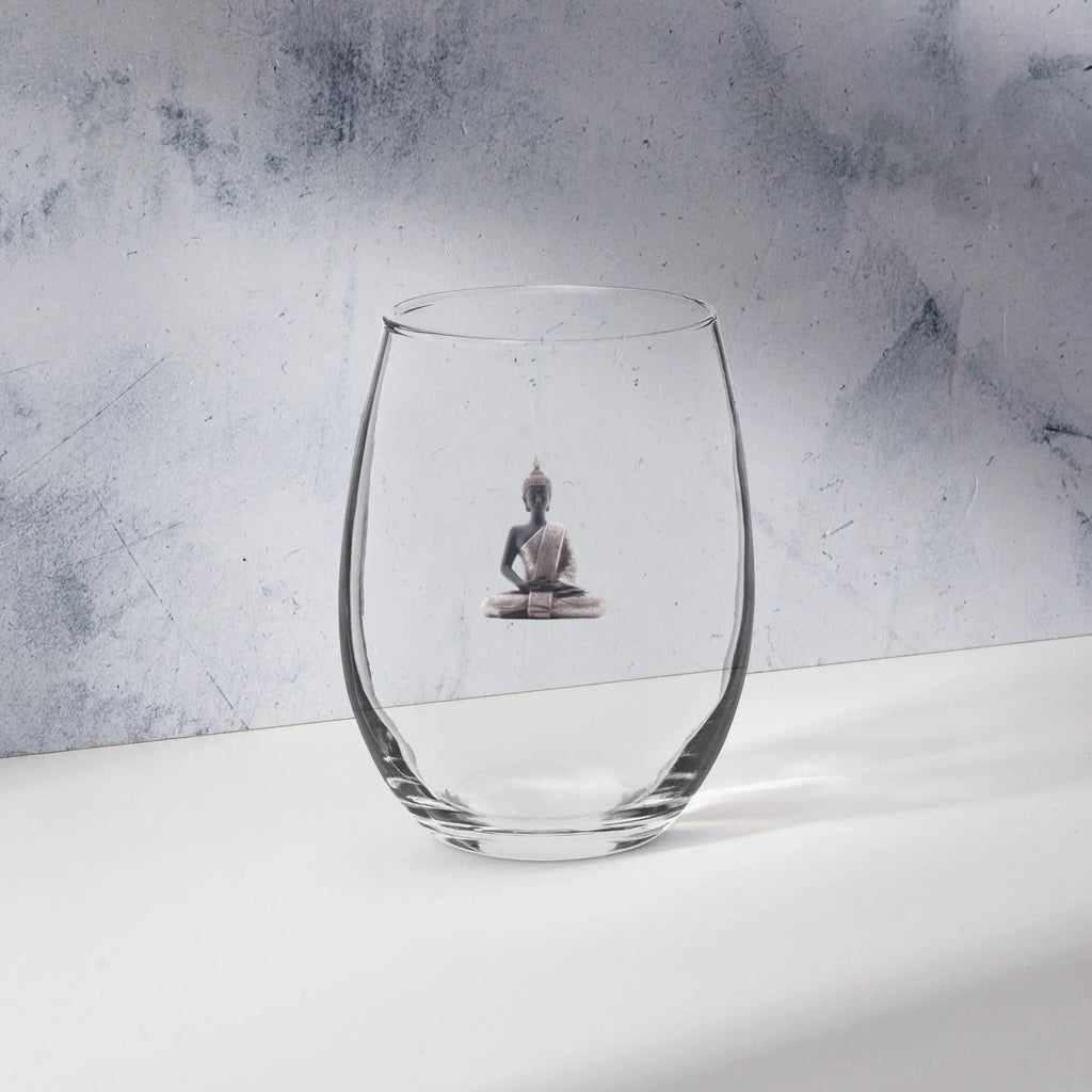 Stemless Silver Buddha wine water glass - COFFEE RELIGION