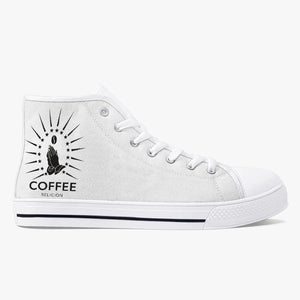 Kick COFFEE RELIGION Classic High Sneakers Canvas Shoes - White/Black COFFEE RELIGION