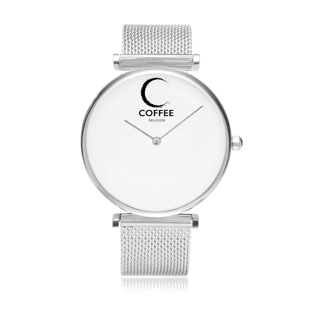 COFFEE RELIGION COFFEE TIME Palm Beach Silver Minimalist Watch JetPrint Fulfillment