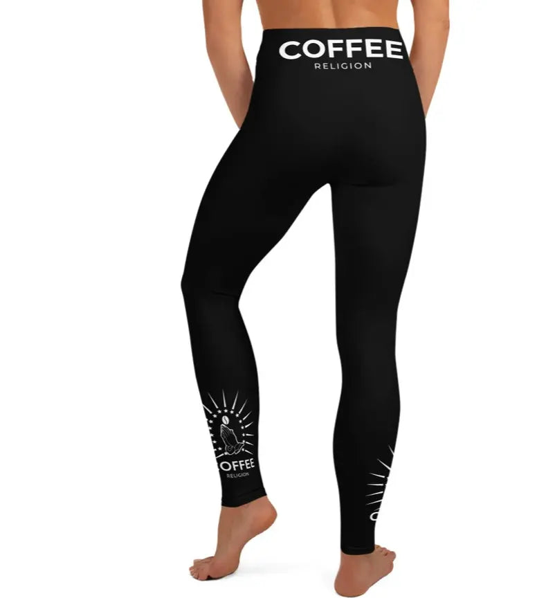 BLACK COFFEE RELIGION Ankle Tattoo Yoga Leggings COFFEE RELIGION