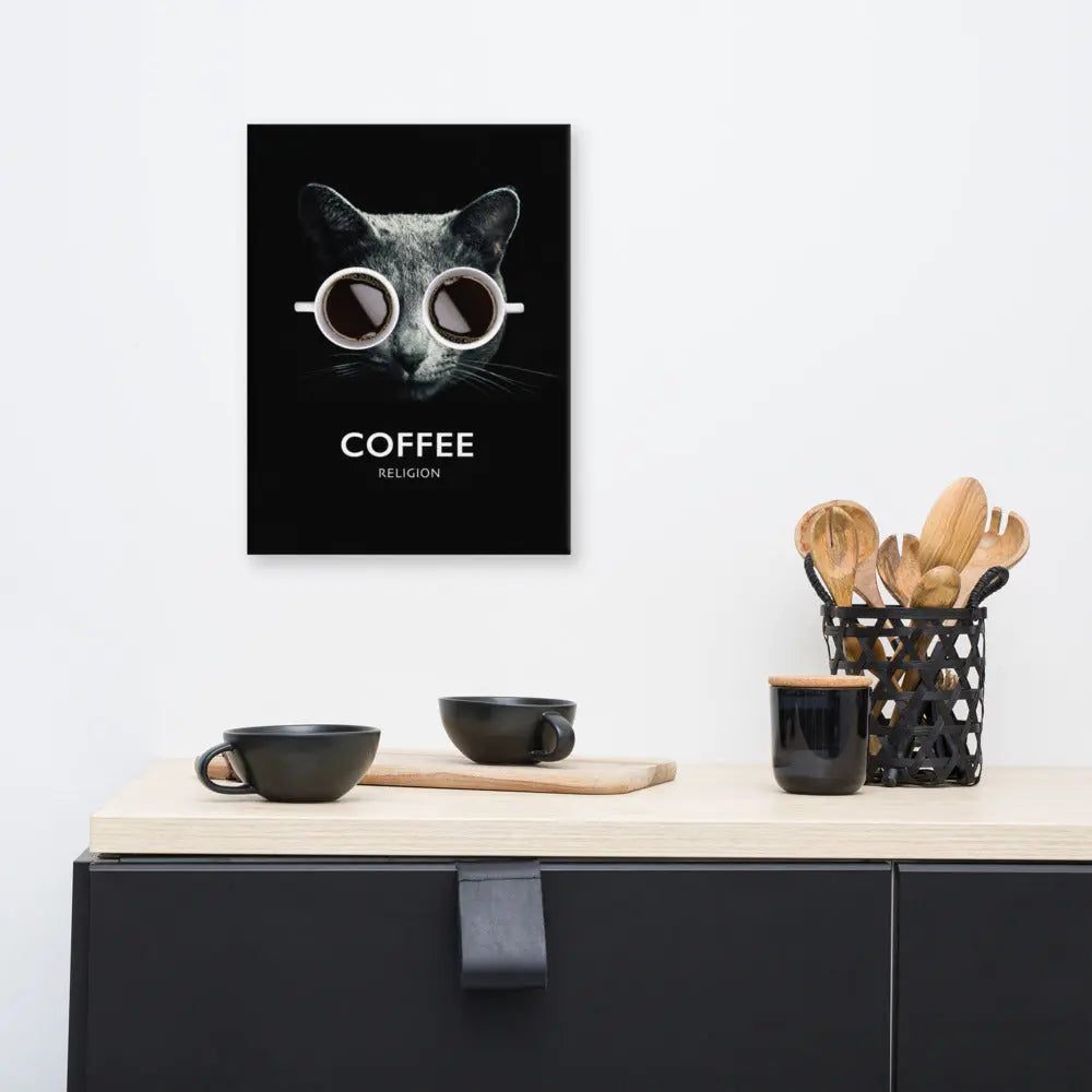 Coffee Religion Cat Canvas Wall Art COFFEE RELIGION