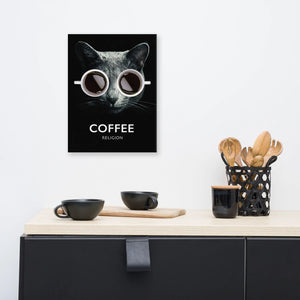 COFFEE RELIGION Cat Canvas Decor Wall Art COFFEE RELIGION