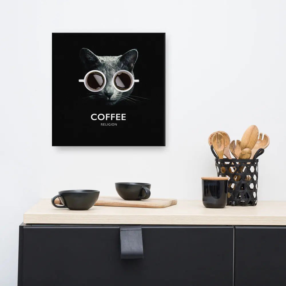 Coffee Religion Cat Canvas Wall Art COFFEE RELIGION