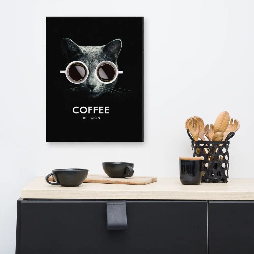 Coffee Religion Cat Canvas Wall Art COFFEE RELIGION