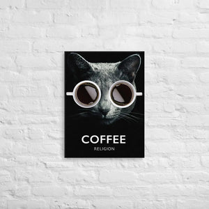 Coffee Religion Cat Canvas Decor Wall Art COFFEE RELIGION