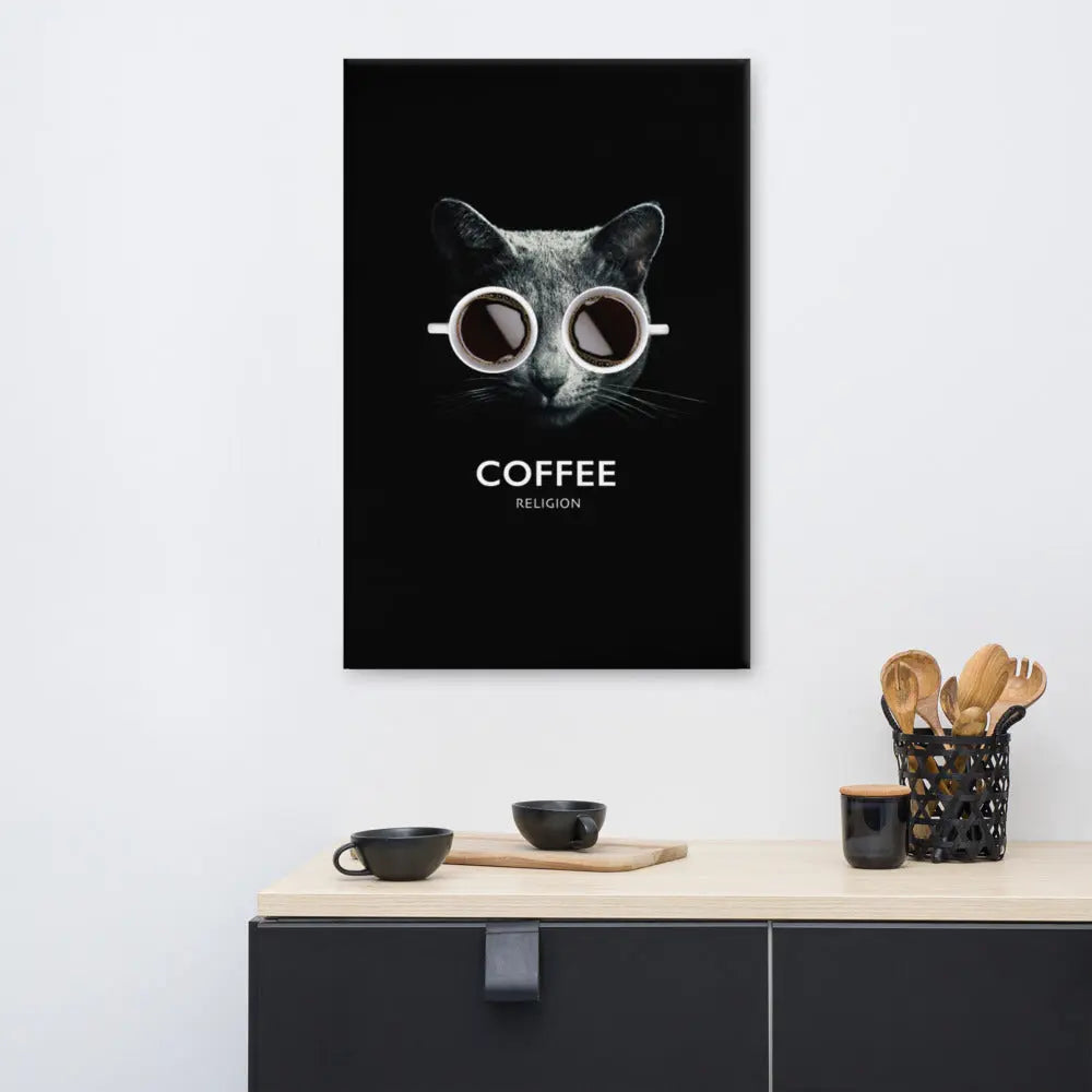 Coffee Religion Cat Canvas Wall Art COFFEE RELIGION