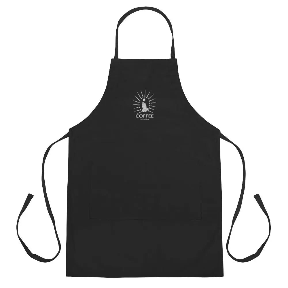 Coffee Religion Black Embroidered Apron COFFEE RELIGION