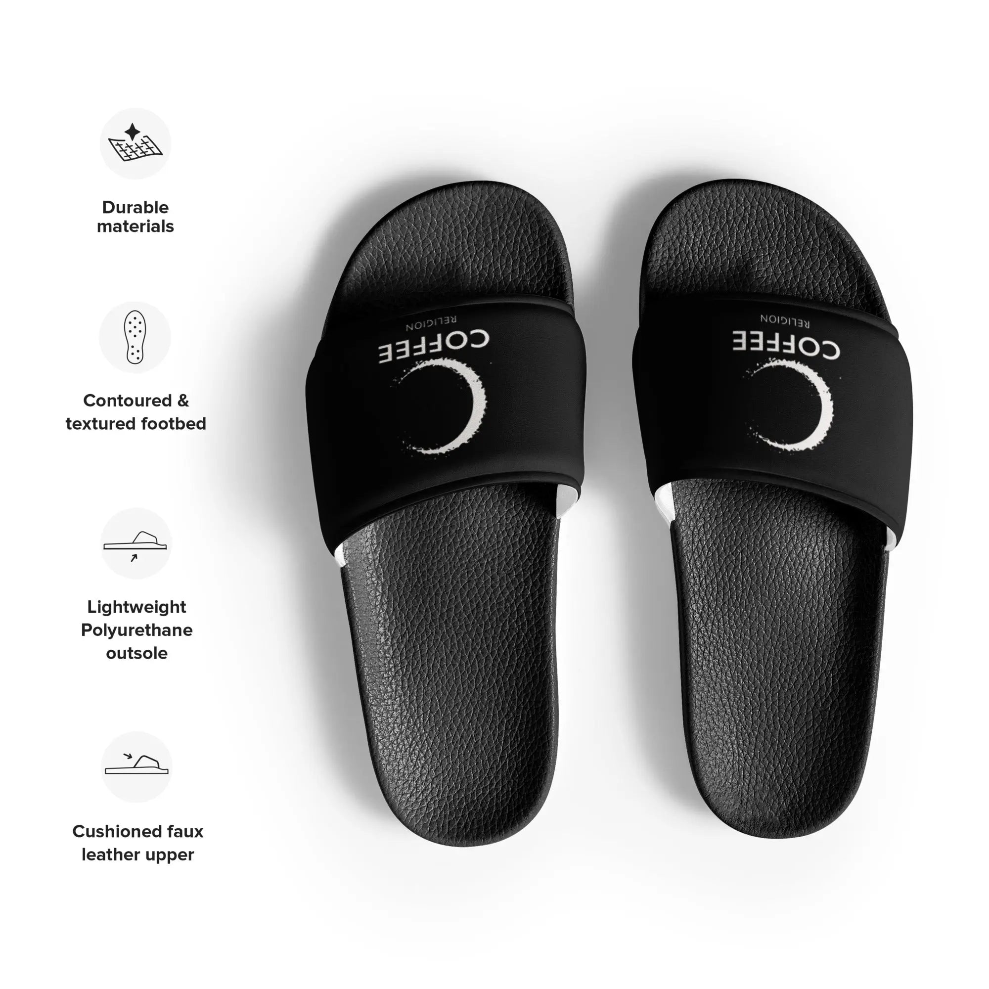 COFFEE RELIGION BLACK Logo Men’s slides COFFEE RELIGION