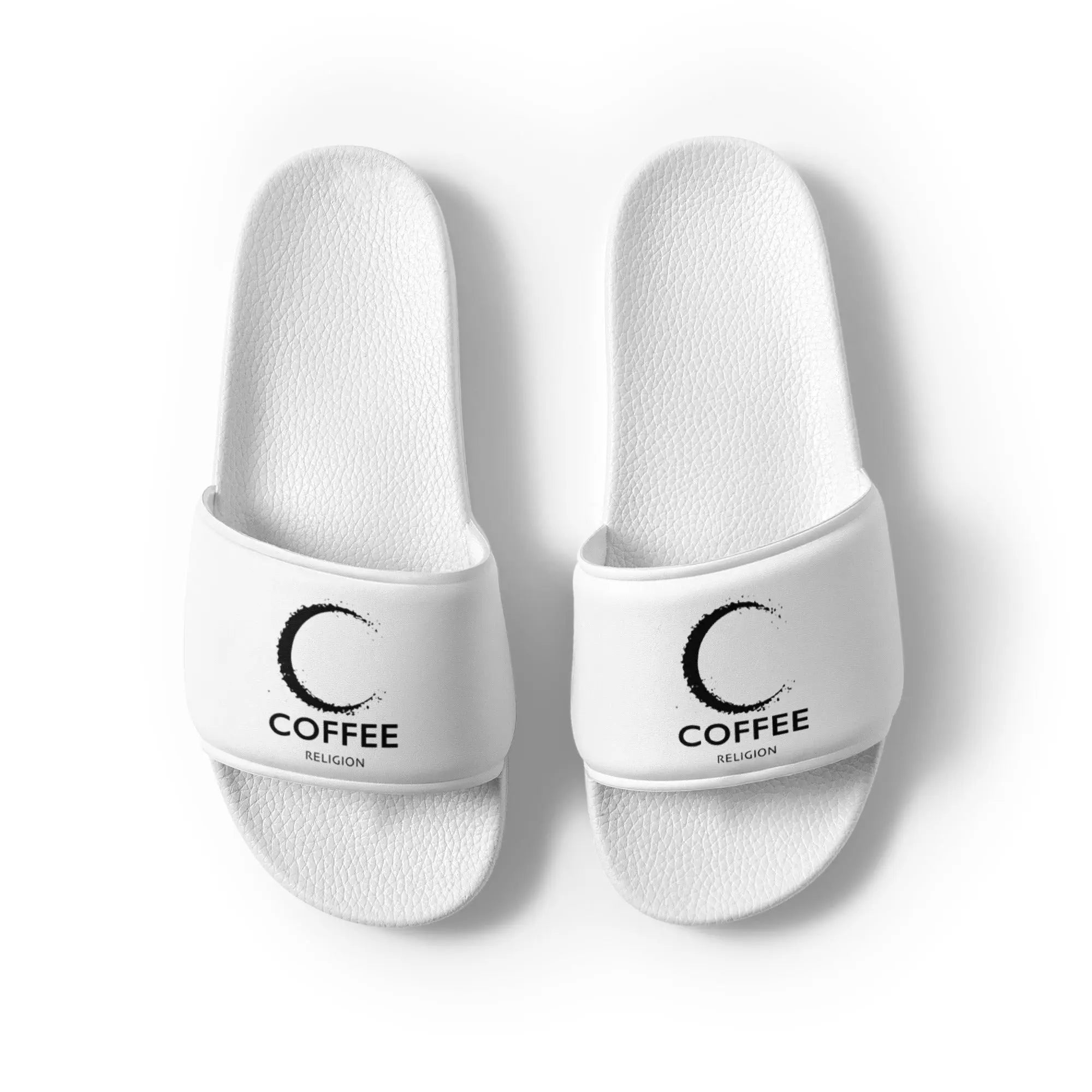 COFFEE RELIGION White Men’s slides COFFEE RELIGION