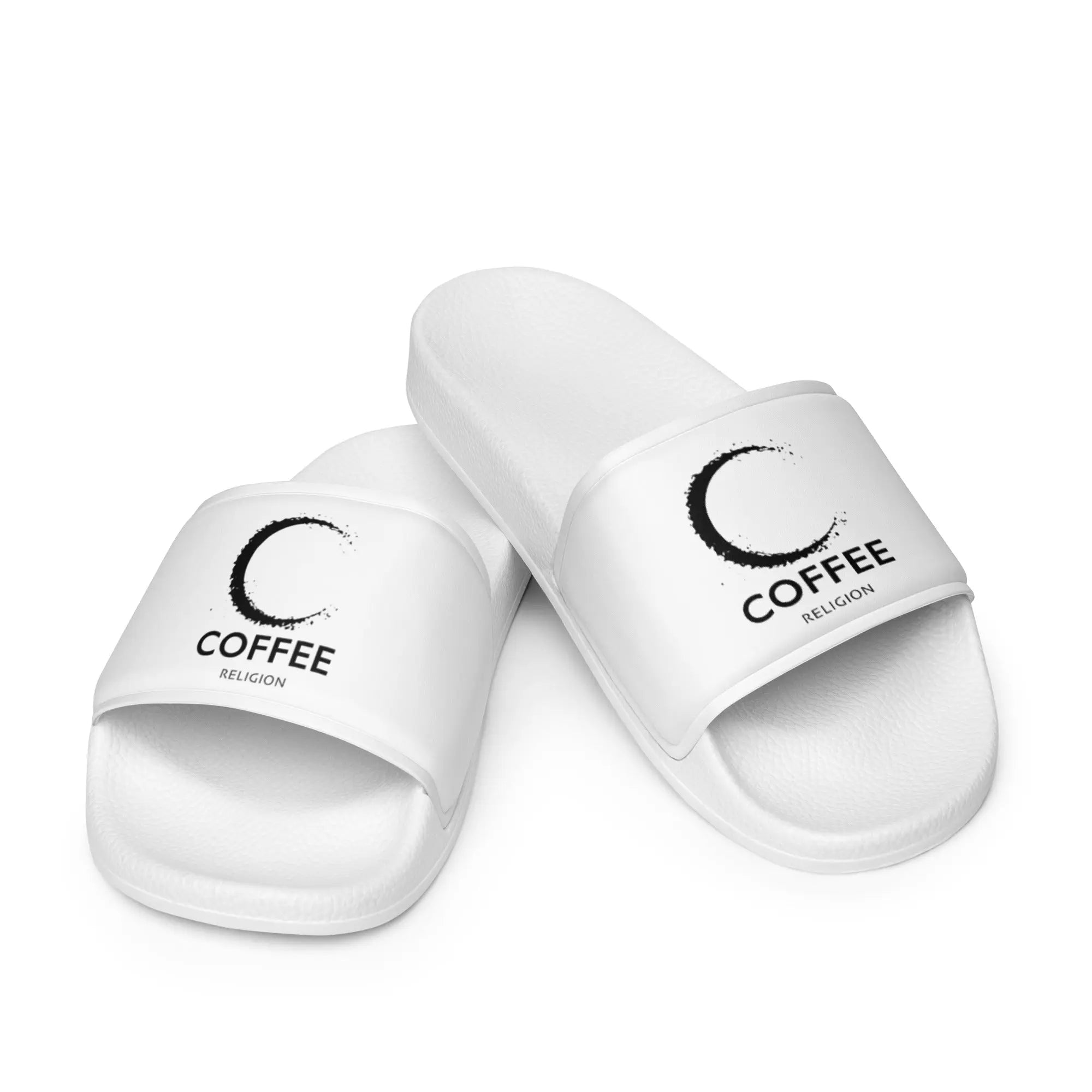 COFFEE RELIGION White Men’s slides COFFEE RELIGION