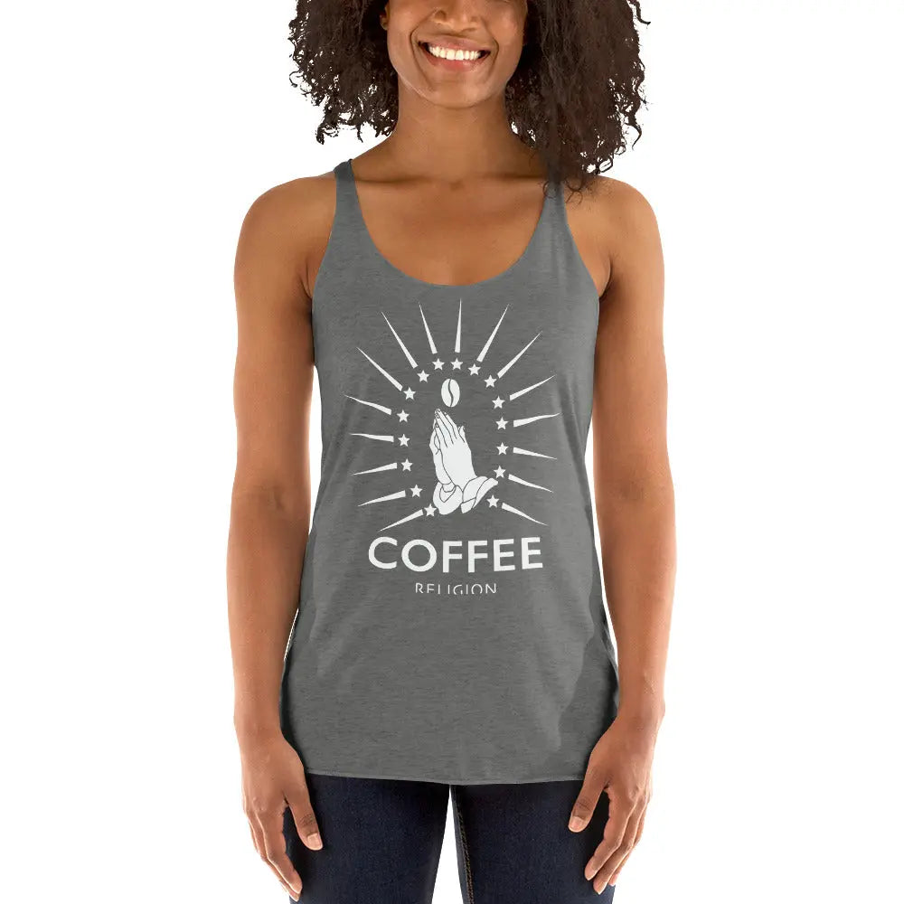 COFFEE RELIGION Racerback yoga Tank Tee T-Shirt COFFEE RELIGION