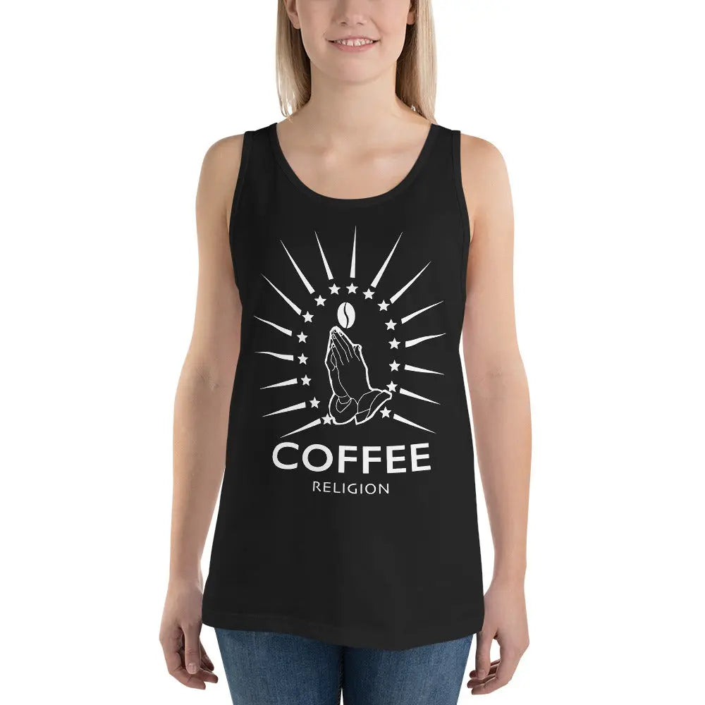 COFFEE RELIGION Unisex Racerback Tank Top Active Wear Yoga Coffee Shirt COFFEE RELIGION